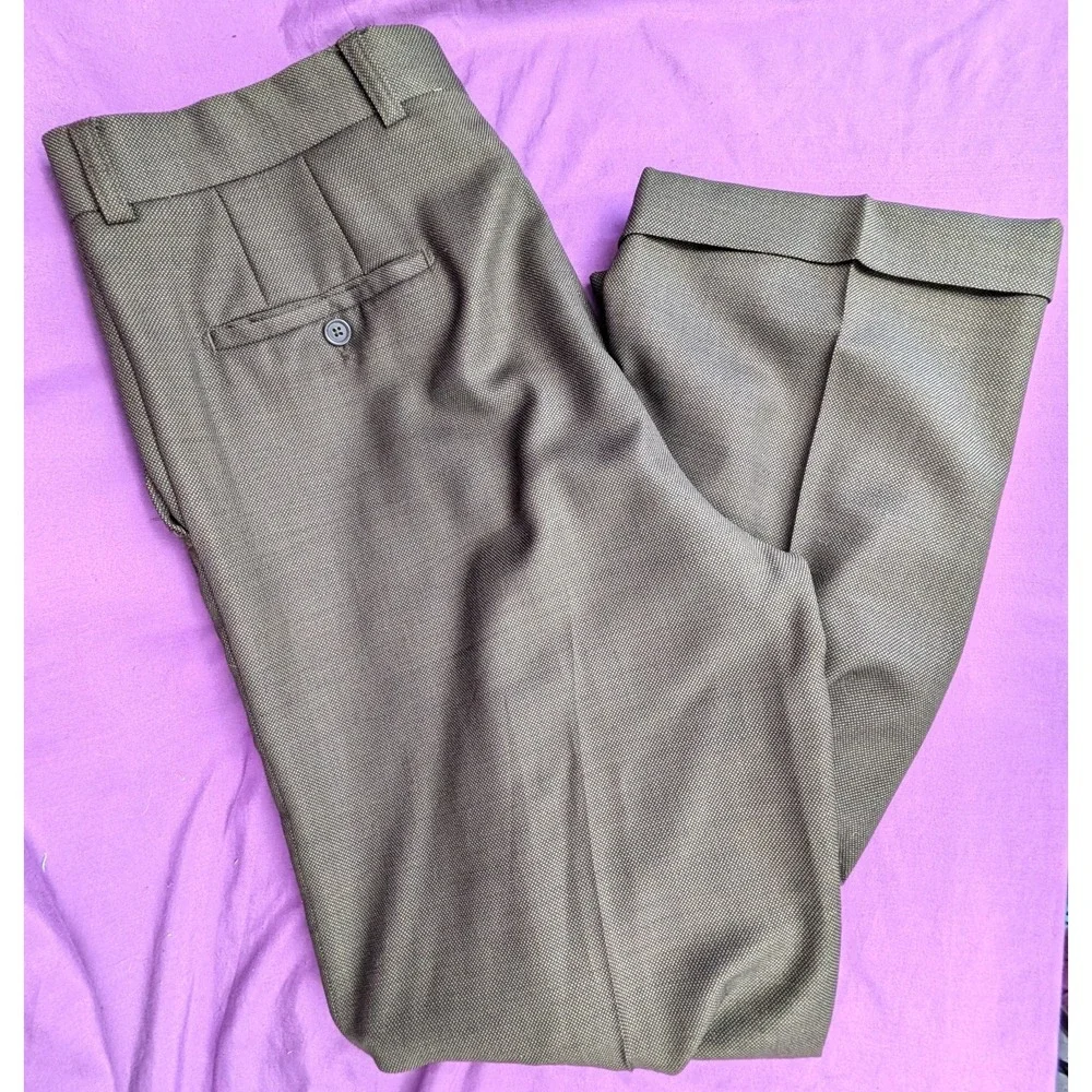 Linea Naturale Luxe 100% Wool Birdseye Pants Italian Sage Gray Size 34X31
